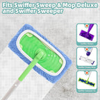 Reusable Mop Pads Compatible with Swiffer Sweeper Mop, Microfiber Dry Sweeping Cloths & Machine Washable Wet Pads Refill for Use on All Sealed Floors - Stone, Hardwood, Laminate & Tile (3 Blue)
