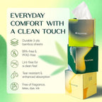 Bulk Case: Bamboo Facial Tissue | 3-Ply Strong | Lint-Free, Fragrance-Free | Gentle for Sensitive Skin | BPA & PFAS-Free, FSC Certified | 24 Cube Boxes | PALM NAKI
