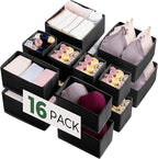 Kootek 16 Pack Drawer Organizer Clothes, Dresser Drawer Organizers for Clothing Fabric Foldable Closet Organizers and Storage Bins for Baby Clothes, Nursery, Underwear, Bras, Socks