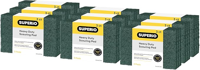 Scouring Pad Non-Scratching Scrubber Non-Scratch Cleaning Scrub Pads Heavy Duty Scouring Pad Reusable Kitchen Scrubbing Pad Pack of 27 Green, by Superio