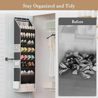 Over The Door Shoe Organizer - Shoe Rack with 8 Tiers, Sturdy Oxford Fabric Storage for Closet, Entryway, Dorm Room, Bedroom, Space Saving Holder for All Types Over The Door Organizer(Black)