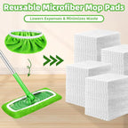 Reusable Dry Sweeping Cloths Microfiber Wet Pads Refill Compatible with Swiffer Sweeper Mop, Machine Washable Sweeping Mop Pads for Use on All Sealed Floors - Stone, Hardwood, Laminate & Tile (Green)