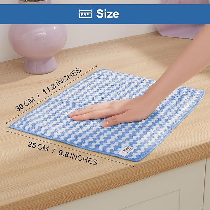 JOYMOOP Microfiber Cleaning Cloth, Mixed Color Towels with Edging, Medium-Small Size 8 Pack (9.8" x 11.8"), Absorbent Streak Free Lint Free Rags for Cleaning, Reusable and Washable Towels