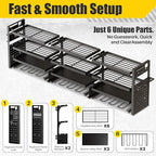 49'' W Power Tool Organizer Wall Mount | Large 620lbs Garage Storage Rack with 12 Cordless Drill Holder | 4-Tier Heavy Duty Metal Utility Shelf for Workshop Organization
