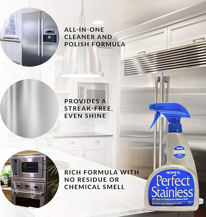 HOPE'S Perfect Stainless, Perfect Granite, and Perfect Sink Cleaner Bundle, Streak Free Polishing Kitchen Cleaners Removes Stains, Restores, and Repels Water, 3 Pack