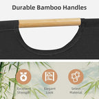 STORAGE MANIAC 1-Pack Large Laundry Hamper, 100L (26.4 Gal) Collapsible Laundry Basket with Bamboo Handles, Freestanding Waterproof Clothes Hamper for Laundry Room, Bedroom, Dorm, Towels, Toys, Black