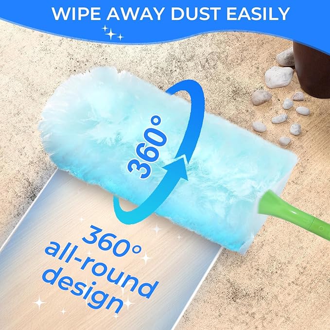 30PCS Disposable Dusters Refills Compatible with Swiffer,Bulk Heavy Duty 360 Degree Duster Replacement Head for Blinds Ceiling Fans and Furniture Dusting