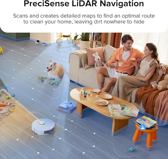 roborock Q8 Max Robot Vacuum and Mop Cleaner, DuoRoller Brush, 5500Pa Strong Suction, Lidar Navigation, Obstacle Avoidance, Multi-Level Mapping, Perfect for Pet Hair