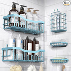 5-Pack Rustproof Stainless Steel Shower Caddy – No Drill Adhesive Bathroom Organizer with Large Capacity, Spacious Shower Shelves for Inside Shower, Kitchen & Home Decor Storage-XL Size