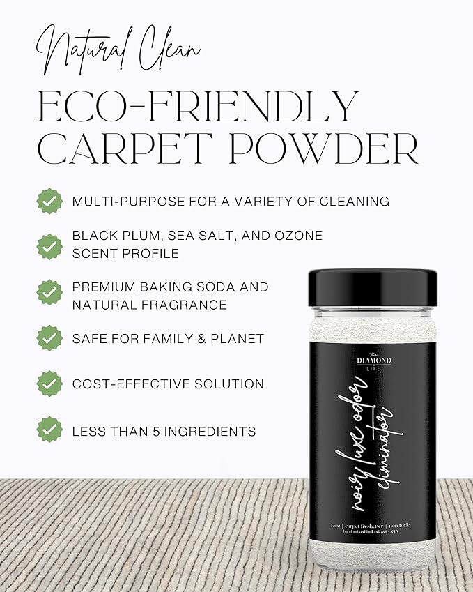 Home "Noir Luxe" Carpet Deodorizer Powder For Home, Upholstery, Pet Urine,Dog Bed/Cat Litter Box– Eliminates Odors Naturally, Pet-Friendly- Black Plum, Sea Salt, and Ozone