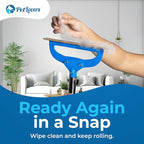 PetLovers EzLint Mega 52" Carpet Rake & Pet Hair Removal Tool – Dog & Cat Hair Remover Broom with Adjustable Handle & Extra Wide Head for Carpets, Rugs & Stairs, Blue