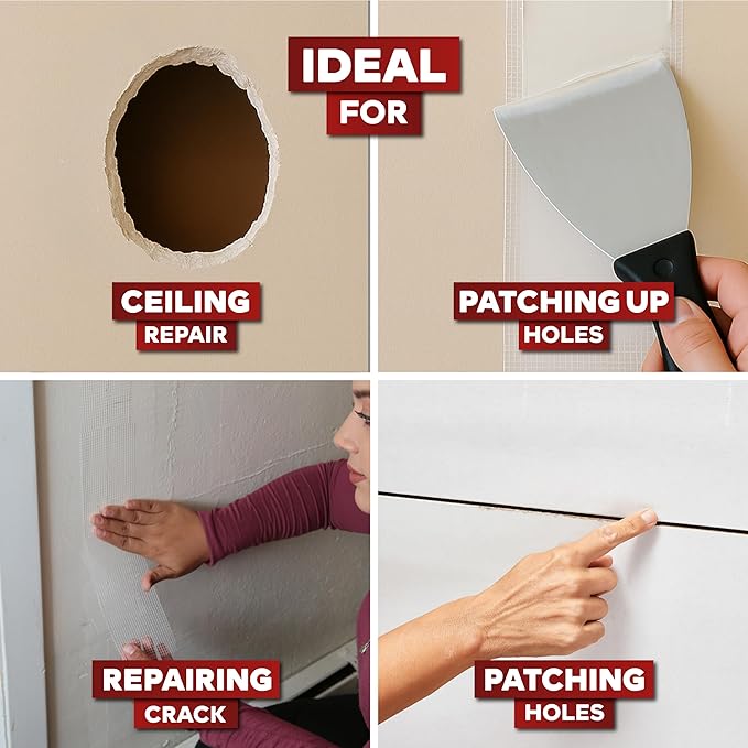 XFasten Drywall Repair Mesh Tape - 2-Inches x 90-Foot, Pack of 3, for Patching Holes and Cracks, Wall Repair Fiberglass Joint Tape, Spackle Tape