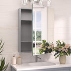 TokeShimi 20.1x26.1 Recessed Medicine Cabinet with Mirror Aluminum, Assembly Needed, Frameless, Stepless Adjustable Storage, Silver Medicine Cabinet Mirror