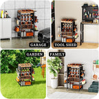 Heavy-duty metal tool organizer,Premium thickened wood panels,tool organizer 5 Layers + 5 Side Hooks Integrated Design Tool Organizers and Storage