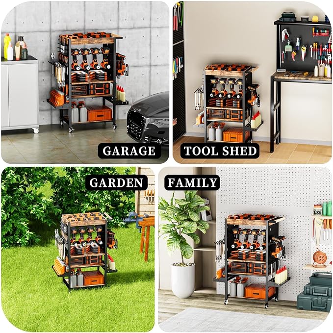 Heavy-duty metal tool organizer,Premium thickened wood panels,tool organizer 5 Layers + 5 Side Hooks Integrated Design Tool Organizers and Storage