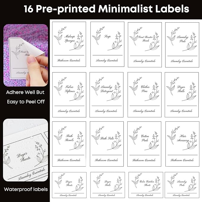 3 Pack Plastic Laundry Pods Container & Dryer Sheet Holder, Laundry Room Organization and Storage Jars with Lids, Scoops & Labels for Detergent, Powder, Scent Booster