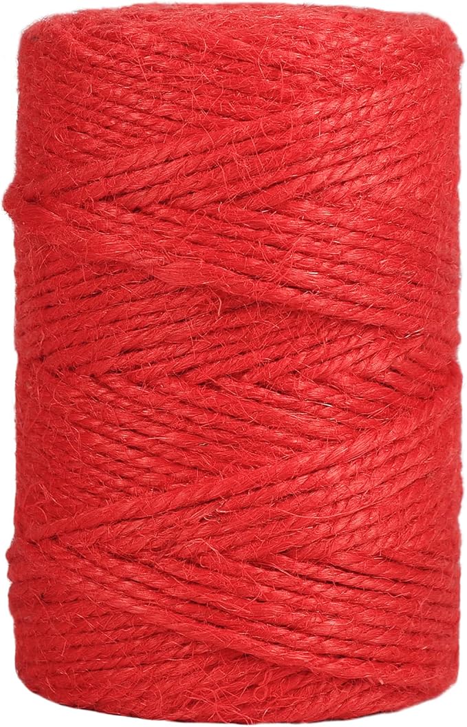 Vivifying Red Twine, 328 Feet 3mm Christmas Twine String for Gift Wrapping, Crafts, Packing and Hanging