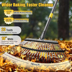 Garden Rake for Leaves: 18” Wide Metal Leaf Rake, 65” Long Adjustable Handle, Heavy Duty 25 Teeth, Fast Kids Women Large Lawn Yard Garden Leaf Cleanup Gardening Rakes: Grass,Debris,Pine Needles Pick