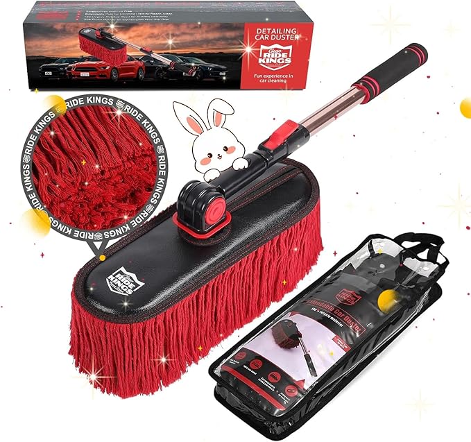 Car Duster Exterior Scratch Free with Extendable Handle,Wax Cotton Hair Car Brush Kit, Auto Detailing Brush for SUV,RV,Truck and Motorcycle,No Lint，Gifts for Men Women
