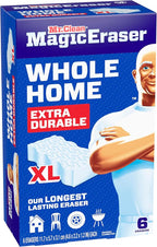 Mr. Clean Magic Eraser Sponge, All Purpose Cleaner, Long Lasting Cleaning Scrubber, Wall, Sneaker, Oven, Kitchen, Bathroom Cleaner, Shower Cleaning Supplies, Whole Home Extra Durable XL, 6ct