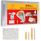 Drywall Anchor Repair Kit,Loose Wall Anchor Fix Patches,Ideal for Drywall and Masonry,Only Wet Can Fix Wall Hole Fast,20 Patches with Anchors and Screws Included.