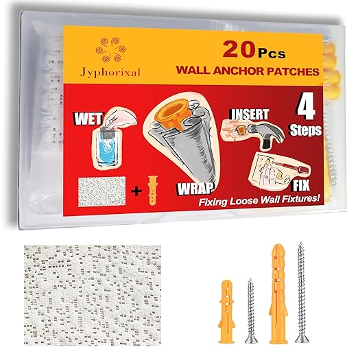 Drywall Anchor Repair Kit,Loose Wall Anchor Fix Patches,Ideal for Drywall and Masonry,Only Wet Can Fix Wall Hole Fast,20 Patches with Anchors and Screws Included.