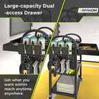 KAFAHOM Power Tool Cart with Charging Station, Rolling Cart with Drawer, Heavy Duty Power Tool Organizer with 360 Silent Wheels, Storage for Garage, Warehouse & Repair Shop