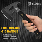 NedFoss Bison 9.8" Tactical Hatchet Axe, Tomahawk Hatchet with Genuine Leather Sheath and G10 Handle, Compact Camping Gear Bearded Axe, Multifunctional Survival Axe with Spike Tools, Camping Axe