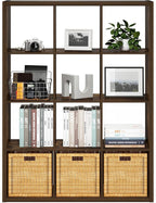 Furinno Cubicle Open Back Decorative Cube Storage Organizer, 12-Cube, Amber Pine