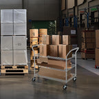 Finnhomy 3-Tier Commercial Grade Rolling Cart, Heavy Duty Utility Cart with Wheels and Handles, Metal Kitchen Carts on Wheels with 600 lbs Capacity, Shelf Size 24" D x 40" W, NSF