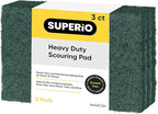 Scouring Pad Non-Scratching Scrubber Non-Scratch Cleaning Scrub Pads Heavy Duty Scouring Pad Reusable Kitchen Scrubbing Pad Pack of 3 Green, by Superio