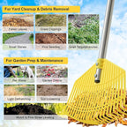Lightweight Leaf Rake for Lawns - Durable Nylon Plastic Head,Easy Yard & Garden Rake for Women,Seniors,Kids, 16.5" Wide for Leaves, Grass,Pine Needles,Gardening,Adjustable 35–75" Long Handle