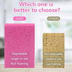 Cellulose Sponges, Large Size 4" x 6" x 1" - Heavy Duty Scrub Kitchen Sponge, Clean Tough Messes Without Scratching Kitchen Cleaning Pads, Pop Up Eco DIY (6 Pack), Pink