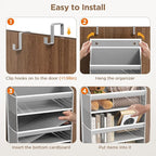 Over The Door Organizer, 6 Shelf Door Organizer Hanging with 6 Large Capacity Pockets, Over The Door Storage Hanging Shelves for Closet Wall Bathroom Closet Bedroom Nursery