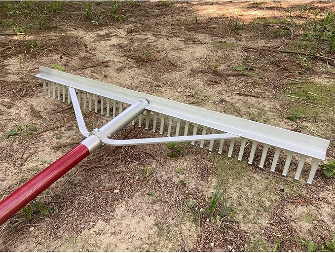 KYLIN Landscape Rake Heavy Duty with 36Tines 36Inch Wide Aluminum Head 60Inch Handle, Large Leaf Rake Tool for Loosening Soil, Lawn Care, Weeding Lake, Garden, Pond, Beach Landscaping