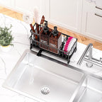 Cisily Dish Soap Dispenser, 12 fl oz Dual Kitchen Soap Dispensers with Sponge Holder, Plastic Pump Amber Glass Bottle Kitchen Soap Dispenser Set, Modern Hand and Dish Soap Bottle Set Removable