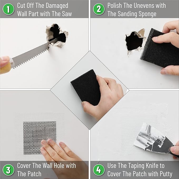 Bates- Drywall Repair Kit, 17 pcs, Dry Wall Patch Kits, Wall Repair Patch Kit, Wall Patch Repair Kit, Drywall Hole Patch, Drywall Patch Kit for Holes Drywall, Wall Hole Repair Kit, Drywall Patch Hole