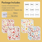 Swedish Dishcloths for Kitchen, 8 Pack Watercolor Reusable Paper Towels with Clips, Non-Scratch Swedish Kitchen Towels, Super Absorbent Cellulose Sponge Cloths, Dishwasher Safe, No Odor