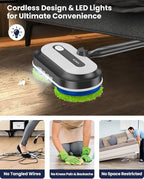 Cordless Electric Mop, Electric Spin Floor Mop with LED Headlights & Water Sprayer, Long-Lasting Battery, Large 290ml Tank, Self-Propelled Floor Cleaner with Adjustable Tube for All Floors