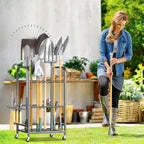 EVERHANGER Garden Tool Organizer and Storage, Yard Tool Stand Garage Tool Organization, Yard Tool Racks for Indoor/Outdoor Use