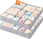 Lifewit Nursery Drawer Organizer for Clothes 28 Pack, Certified Child-safe Dresser Drawer Divider Storage Bins, Foldable Clothing Storage Basket for Baby Clothes/Underwear/Sock/Diaper in Closet