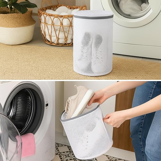 Kimmama Shoes Wash Bags,Sneaker Mesh Washing Bag,Shoe Cleaning Laundry Bag,125 Honeycomb Fabric,Gray Zipper,Large Size,7 x 15 inch,Pack of 2 for Gym Shoes,Sneaker,Yeezt Boost,Slipper