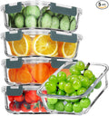 VERONES 5 Pack 36 OZ Glass Meal Prep Containers, Airtight Glass Lunch Containers Set, Glass Food Storage Containers with Lids,Exclusive of BPA, for Microwave, Oven, Freezer & Dishwasher Friendly,Grey