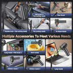 Car Vacuum Portable Cordless, Foldable Handheld Vacuum with Brushless Motor, 22000PA High Power Mini Hand Vacuum Cleaner & Air Blower & Duster & Pump for Home, Pet, Office