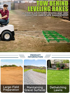 6ft Heavy Duty Drag Harrow for ATV, UTV, Tractor - Adjustable Tow Behind Leveling Rake with Weight Tray for Driveway Grader, Lawn, Field, Pasture, Food Plot Maintenance, Green(72 inch)