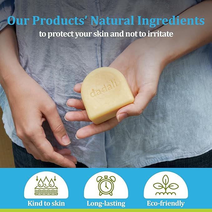 dadali Natural Solid Dish Soap Bar 25oz (Pack of 5) – Biodegradable Dish Soap Block, Eco-Friendly, Zero Waste, Gentle on Skin, Safe Cleaner for Dishware, Fruits, and Vegetables, Lemon Essential Oil.