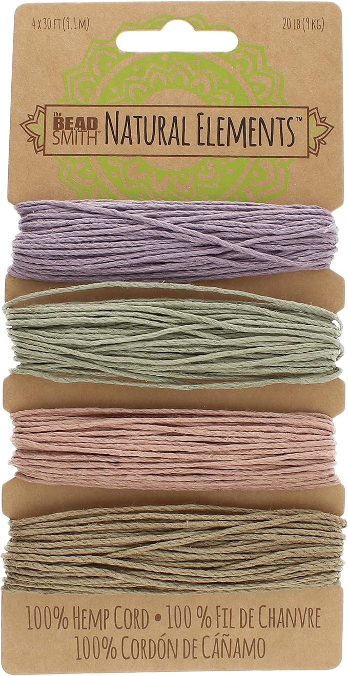 The Beadsmith 100% Hemp Cord – Vintage Colors – 1mm, 30 Foot Spool, 20LB Test Strength – Twine for Jewelry Making, Macrame, Paper Crafts, Gardening, Scrapbooking, Home Décor, DIY String Art & More
