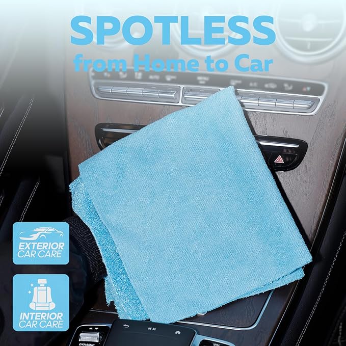 Fantasticlean XL Tear-Away Microfiber Cleaning Cloth Roll, 16'' by 16''- 36 Sheets, Thick & Large Detailing Towels, Ultra Absorbent, Lint-Free Reusable Wipes for Home, Car or Outdoor (Glossy Blue)