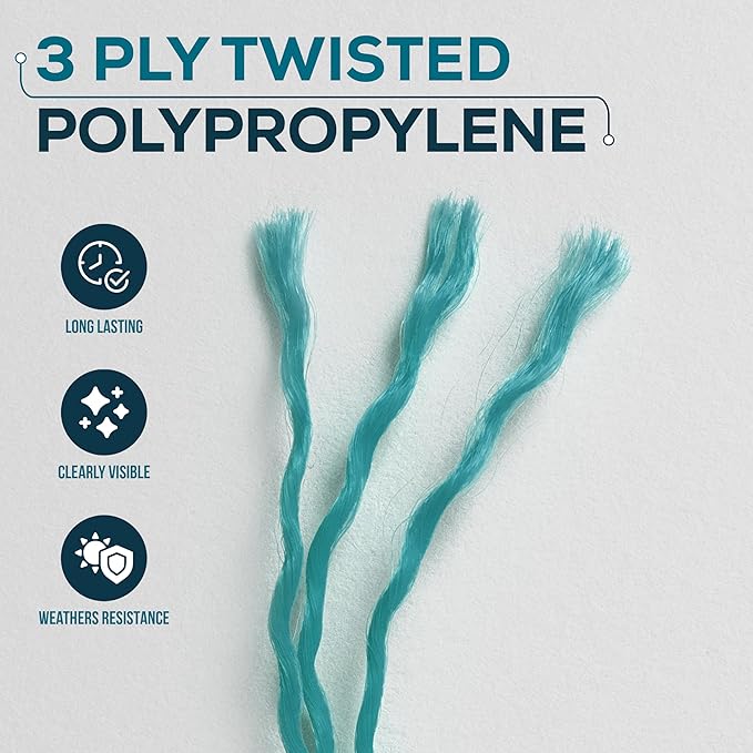 Green Mason Line String – 393ft, 1.3mm Thick Twisted Polypropylene – Durable Construction Twine for Laying Bricks, Blocks, Fences in Gardening, DIY & Landscaping Projects