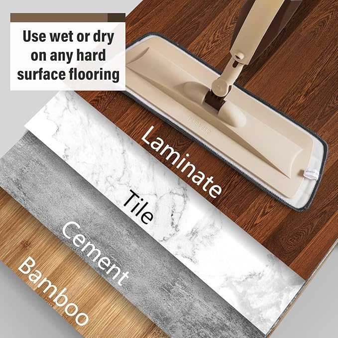 Mops for Floor Cleaning, 50 inch Spray Mop with 400ml Refillable Bottle and 2 Replacement Pads Dry Wet FloorCleaning Household or Commercial Use for Hardwood Laminate Tile Ceramic (Brown)